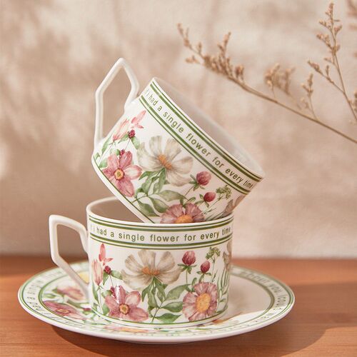 Retro Ceramic Sunflower ffee Cup And Saucer Set Gift Box Hig