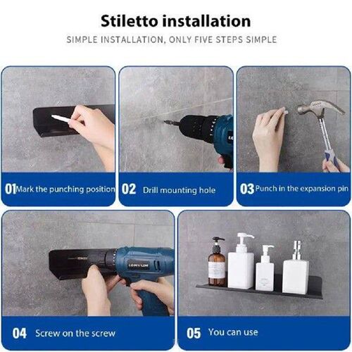 Black,White 1 pcs Wall Mount Punch-Free Simple Kitchen