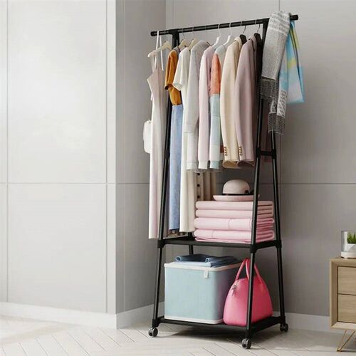 Movable Coat Rack Triangle Pulley Clothes Racks Simple Assem