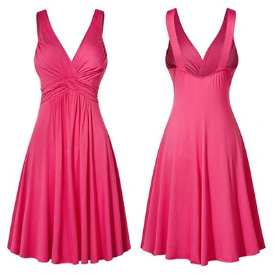 Plus Size Sling Pleated Slim Flare Skirt Dresses Women