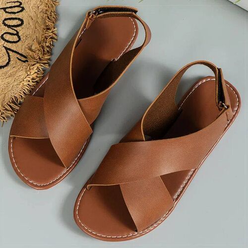 Womens Sandals 2025 Summer Women Flat Shoes Soft Pu Leather
