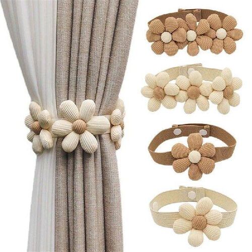Creative Flower Curtain Strap Korean Style Woven Curtain
