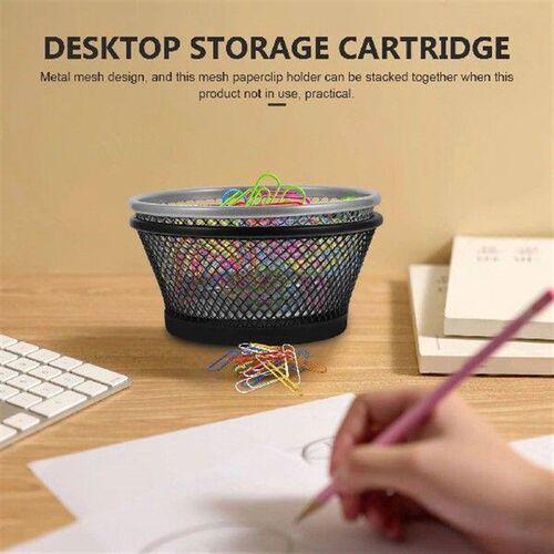 2pcs Mesh Paper Clips Container Paper Clips Desk Storage
