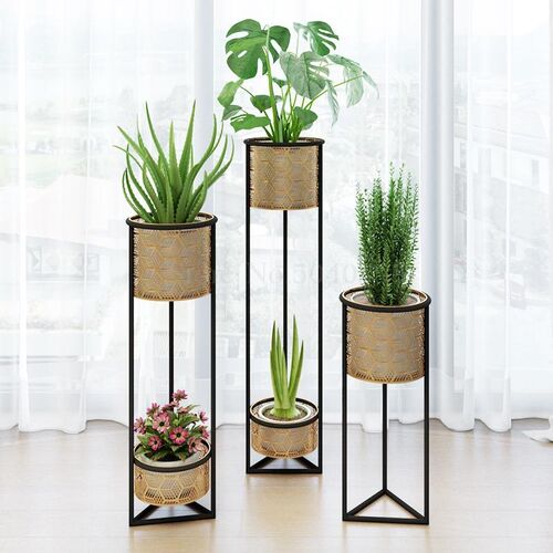 European wrought iron flower shelf pot rack living room inte