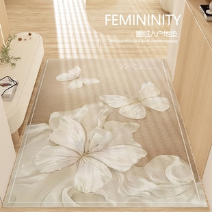 202新款小清新绿地垫入户门垫进门门口蝴蝶玄关过道走廊门厅地毯