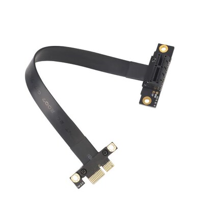 Left Angled PCIe 3.0 x1 to x1 Extension Cable EMI Shielding