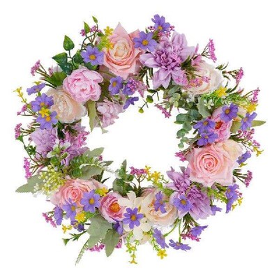 Spring Artificial Flower Wreath Peony Round Wreath Door