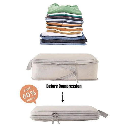 Set/4Pcs Portable Travel Compression Packing Cubes Bag Water