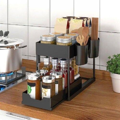 Under-cabinet Drawer Organizer with Safety Pin Latches