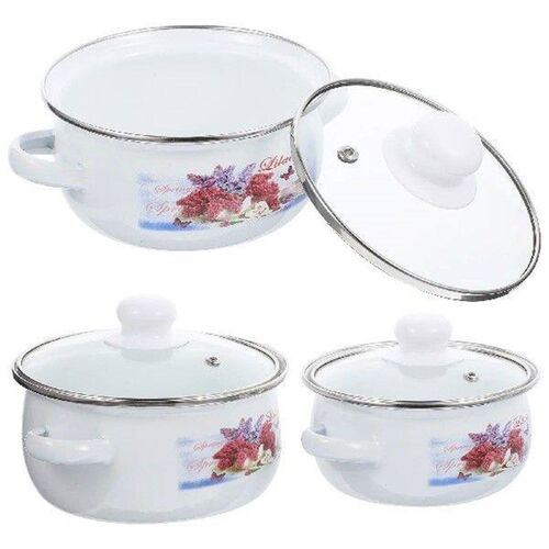 Enamel Mini Soup Pot Double Ear Oil Instant Noodle Flat