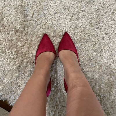 Women Fetish 9.5cm High Heels Royal Blue Wine Red Pumps Sati
