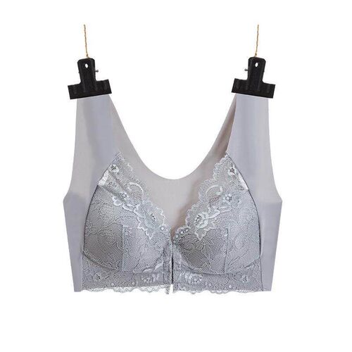US front open button vest bra plus lace without bra back