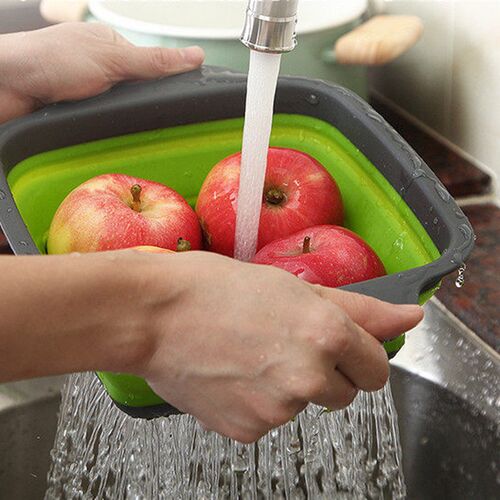 Silicone Folding Drain Basket Fruit Vegetable Washing Basket