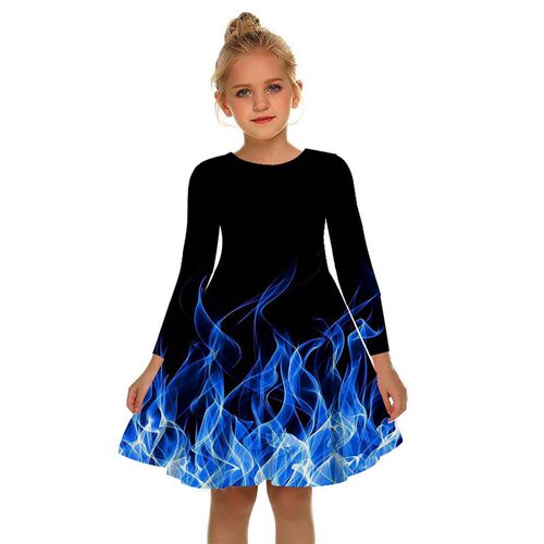 Dyeing Flame Dress Girls Music Color Dress White Girl color