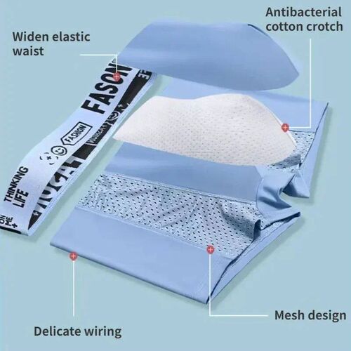 Ice Silk Men Panties Soft Seamless Briefs Summer Hollow Man