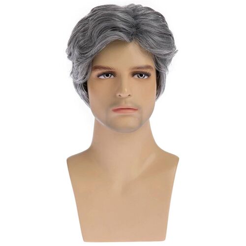 Wig For Middle-aged And Elderly Mens Gray Partial Short Hea