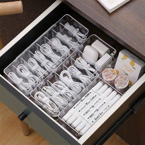 8 Compartments Cable Management Box with 10 Wire Ties