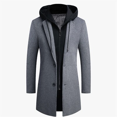 Young Mens Students Korean Style Casual Wool Coat Mid-lengt
