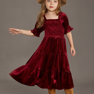 New Princess Girls Velvet Classic Retro Dress Clothing Baby
