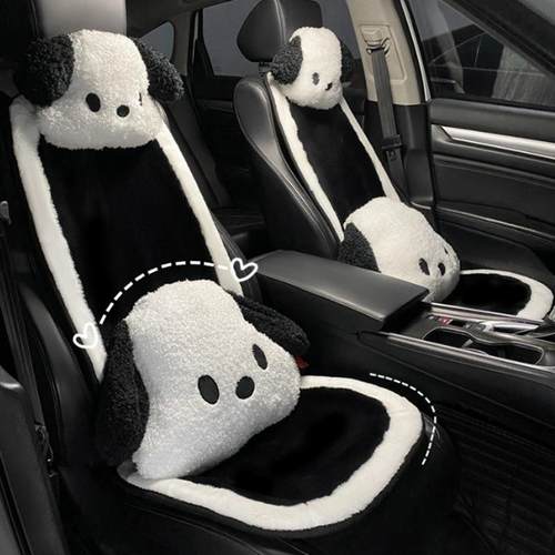 冬季汽车头枕可爱卡通帕恰狗腰靠车用靠枕车内饰网红车载毛绒枕头