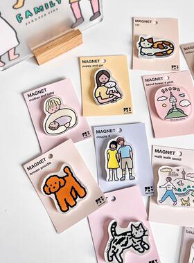 韩国zeroperzero家庭亲子插画冰箱贴亚克力磁性磁铁吸铁石照片贴