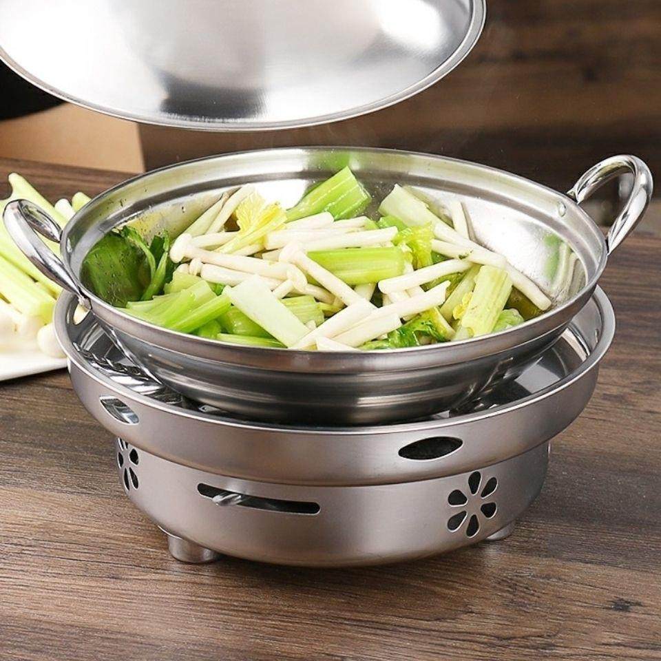 干锅不锈钢酒吧鼎酒精炉小火锅户外砂锅泡面加厚锅仔防溢家用