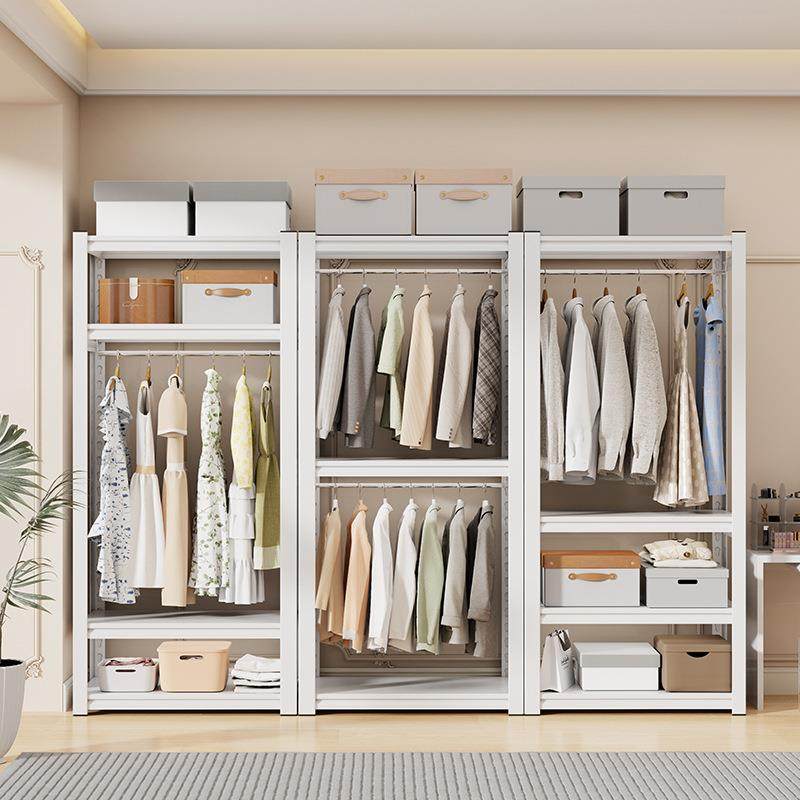 简易衣柜多层出租房用铁艺卧室家用组装置物架落地挂衣架收纳货架