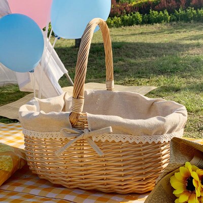 Picnic basket portable rattan food storage basket luh box