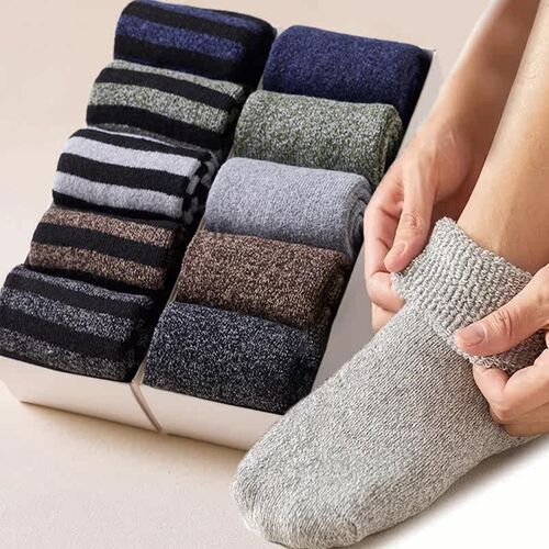 5Pairs Super Thick Winter Woolen Merino Socks for Men Towel