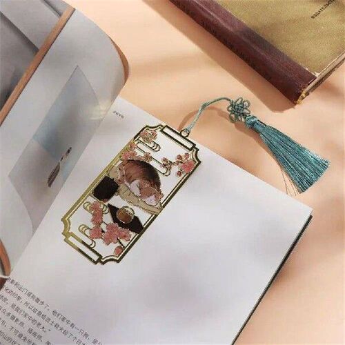 Metal Reading Bookmark Cat Flower Tassels Chinese Style