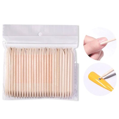100PCS Cuticle Pusher Remover Nail Art Tools Orange Wood s R
