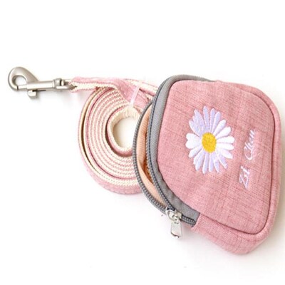 Dog Harness And Leash With Treat Bag Embroidery Breathable M