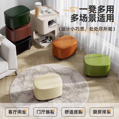收纳凳多能小凳子换鞋凳用功储客厅可坐物凳矮凳软包870坐家凳方