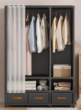 大简易衣柜带家用防尘布衣柜钢管53085量加厚加粗出租屋用抽屉容