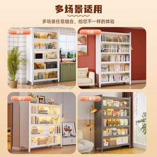 家用钢制书柜带门儿童书架客厅收纳柜防尘铁艺储物柜卧室置物柜子