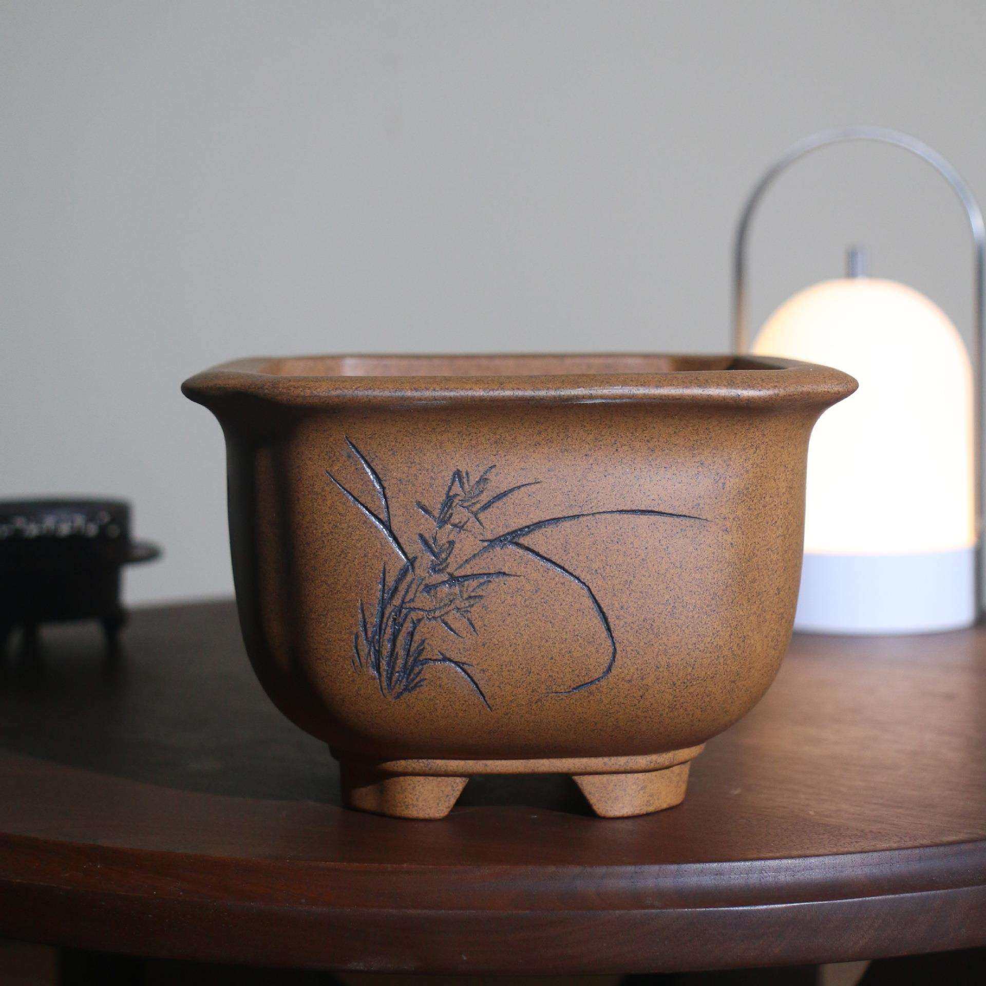 紫砂花盆冯长根名家盆正方形柴烧兰花盆仿古降坡泥手工盆抽角四方,鲜花速递/花卉仿真/绿植园艺,割草机/草坪机,淘宝优惠券,粉丝福利购,淘宝优惠卷