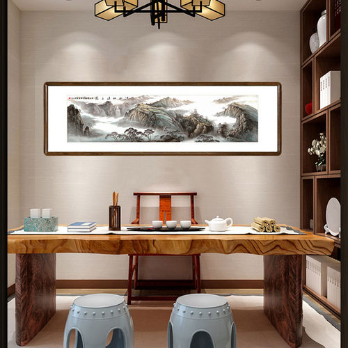 谢涛江山如此多娇国画客厅沙发背景墙装饰画办公室聚宝盆山水壁画