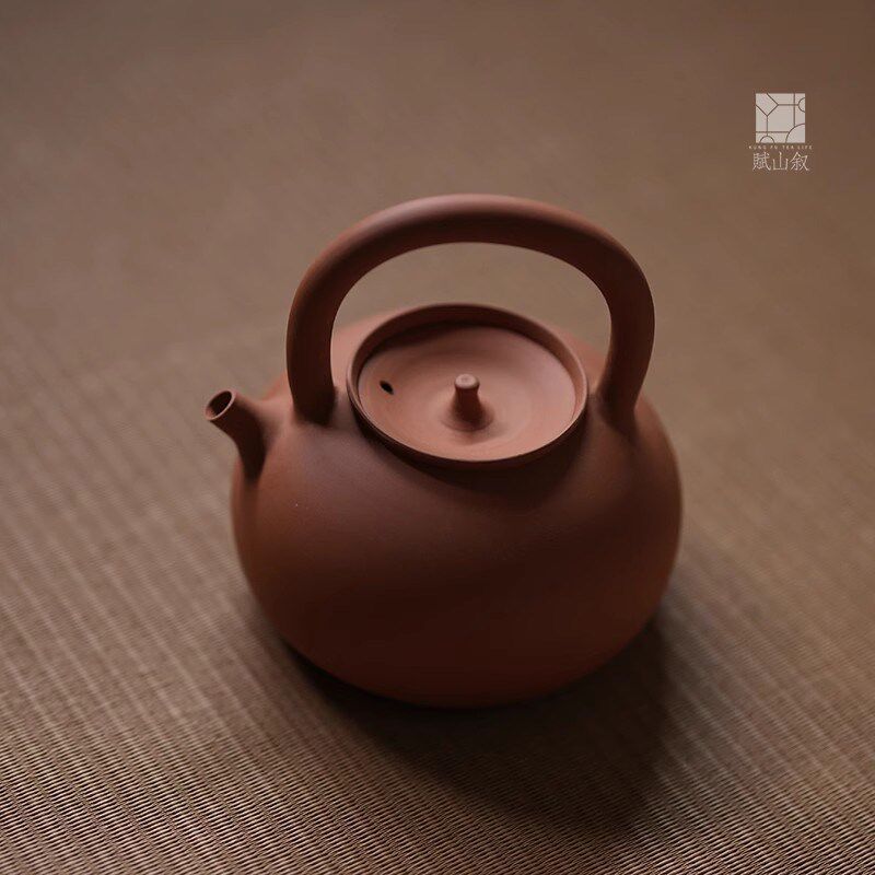 赋山叙丨提梁砂铫壶炭电烧水围炉煮茶壶潮汕手工红泥功夫陶壶薄胎