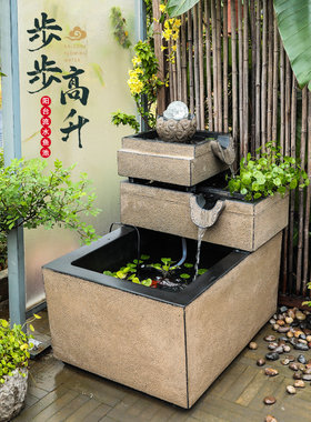 汉韵堂阳台流水摆件露台顶楼装饰水池循环水落地布景景观装饰鱼池