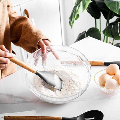 Silicone spatula cooking spoon set, non-stick spatula