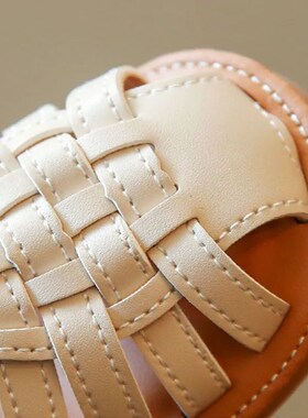 2023 New Vintange Weave Solid Girls Sandals Closed Toe Sand
