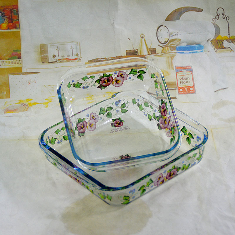 韩国玻璃烤盘蒸烤箱专用器皿耐热家用微波炉蒸鱼蒸盘捞汁海鲜盘子