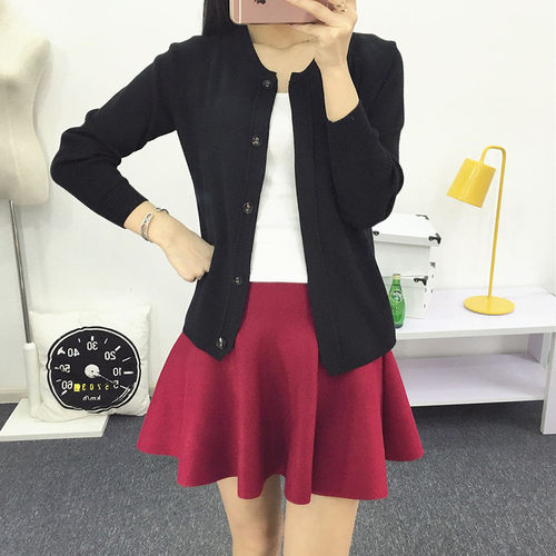 Winter Plaited Knitted Mini Skirts Womens  New Plaid Red