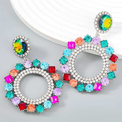 Exaggerated Fashion Color Diamond Round Alloy Diamond Rhines