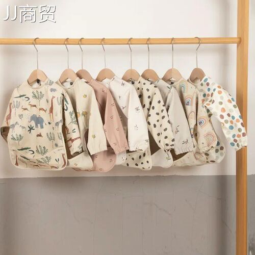 Kids Baby Feeding Bibs Waterproof Long Sleeve Apron with Poc