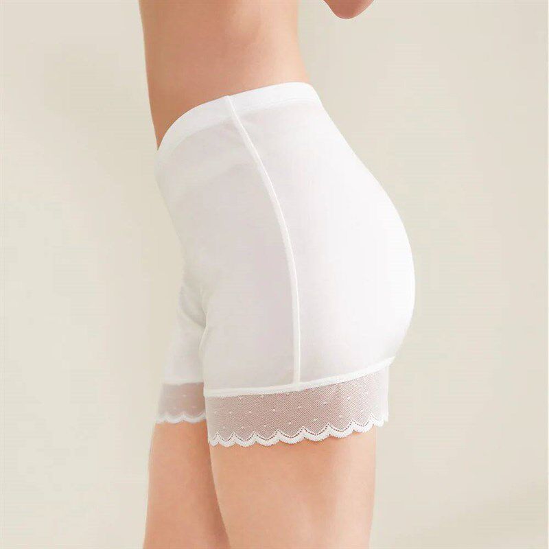 New Silk Panty Shorts Solid Lace   Leggings Womens Elastic - 实物图