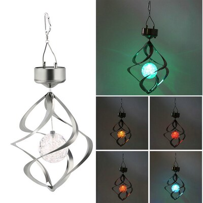 ICOCO Color Changing Solar Powered LED Wind Chimes Wind Spin