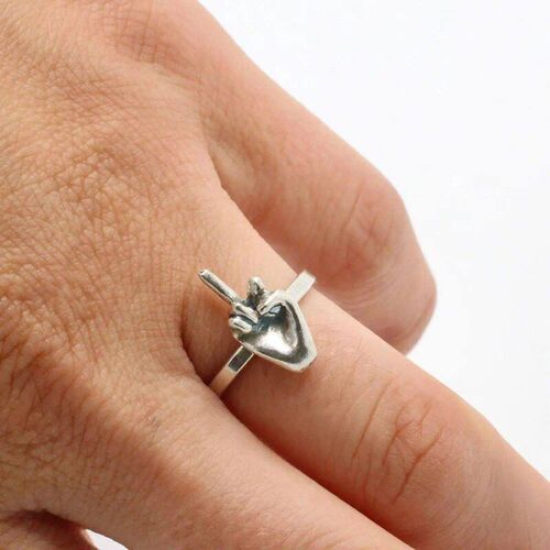 Vintage Funny Middle Finger Rings for Women Men Simple Creat
