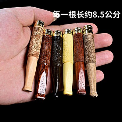 Engraved Dragon Cigarette Holder Wooden Double Filter Pipe L