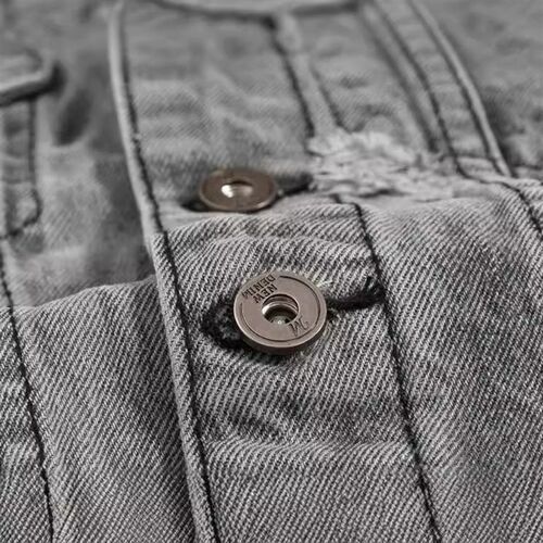 Mens Denim Vest Gray Korean Version Of Plus Size Motorcycle